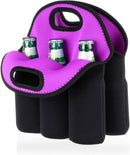 Set of 2 - Insulated Neoprene Wine Carrier Tote Bag + 6 Pack Beer Water Can Carrier Tote Bottle Holder Bottle Cooler Bag - Perfect for Travel with Secure Carry Handle