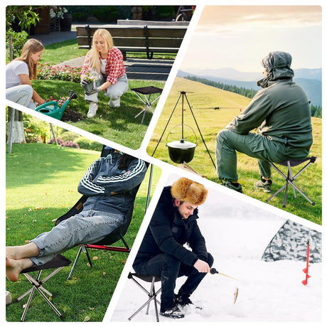 Ultra-Lightweight Stainless Steel Folding Camping Stool - Compact Portable Backpacking Stool with Carry Bag  Folded Size for Hiking Travel Outdoor Events