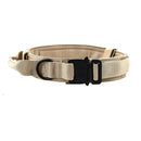 Reflective Nylon  Dog Collar Military Adjustable Durable for Large German Shepherd Outdoor Working Training Walking with Leash (XL, Khaki)