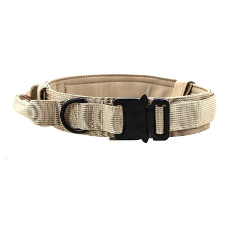Reflective Nylon  Dog Collar Military Adjustable Durable for Large German Shepherd Outdoor Working Training Walking with Leash (XL, Khaki)