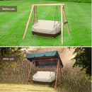 Porch Swing Cover, 56x32x25 Inches, Outdoor Swing Cover Waterproof for Patio Garden Furniture, Patio Swing Cover All Weather Protection ( Beige +brown)