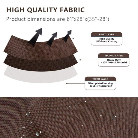 Porch Swing Cover, 56x32x25 Inches, Outdoor Swing Cover Waterproof for Patio Garden Furniture, Patio Swing Cover All Weather Protection ( Beige +brown)