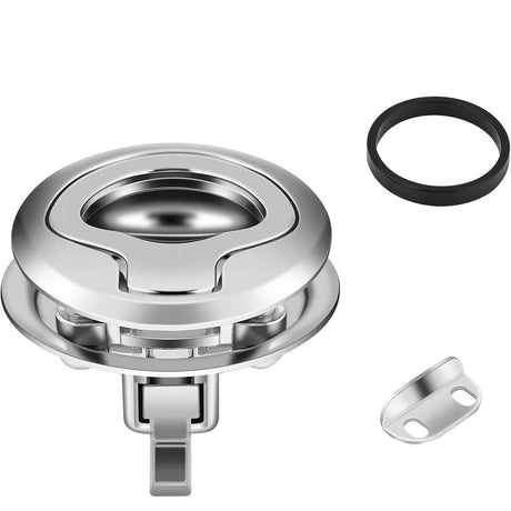 Flush Pull Slam Latch Stainless Steel Round Pull Latch for RV Boat Deck Hatch Door Cabinet Hardware Door Locking Style (B)2pcs