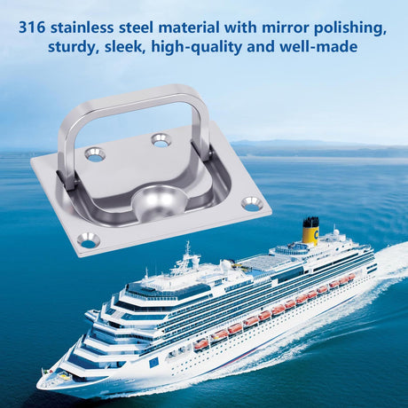 316 Stainless Steel Hatch Pull Flush Lift Boat Ring Hatches Pull Handle with Mount Screws for Boat Deck Hatch Handle and Home Furniture Recessed Handle etc