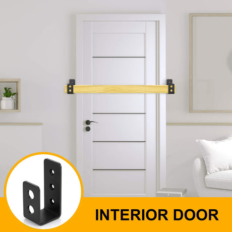 2x4 (1.5x3.5 inch) Door Barricade Brackets (2 pcs) | Drop Open Bar Holder Steel U Bracket for 2 by 4 Lumber as Security Door Reinforcement, Door Jammer, Tool Hanger for Home, Barn, Shed, Garage, Gate