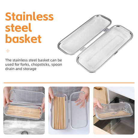 Dishwasher Basket, Stainless Steel Dishwasher Silverware Basket, Replacement Utensil Rectangular Mesh Drain for Small Items