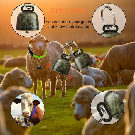 10 Pack Reflective Goat Collar with Crisp Bells,Adjustable Nylon Sheep Collar with Anti-Lost Grazing Copper Bell Quick-Release Buckle for Farm Livestock Goat Sheep Cow