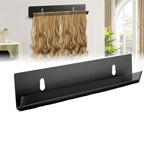 Hair Extension Holder for Styling Hair Stands Stainless Steel Hair Extension Display Hair Hanger Tool for Washing, Coloring and Blow-Drying of Weft, Clip-In, Tape-In Extensions (Black)