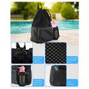 Swim Bag Beach Backpack with Wet Pocket Mesh Drawstring Bags for Swimming, Gym black Mesh Swim Bag Beach Drawstring Backpack, Waterproof Gym Bags for Women and Men