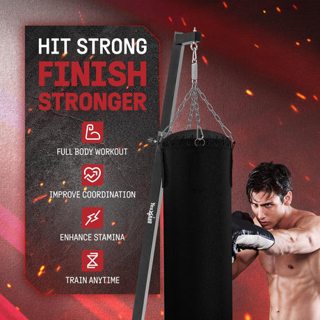 Punching Bag Hanger, Heavy Bag Spring  Capacity, Stainless Steel Hanging Kit with Spring Hook & Carabiner, Indoor & Outdoor Mounting for Boxing Bags & Recreation