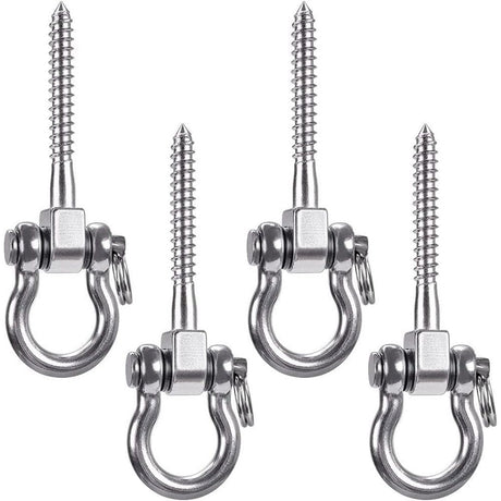 Heavy Duty 180° Swing Hangers, Stainless Steel Eye Screw Bracket,  Playground Yoga Hammock Rope Tire Web Chair Sandbag Punching Bag Porch Swing Sets (4 Pack)