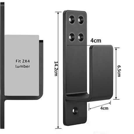 Door Barricade Brackets, 2 Pack Drop Open Bar Holder for Home Security, 2x4 Bar Brackets Prevent Unauthorized Entry, Carbon Steel,Black