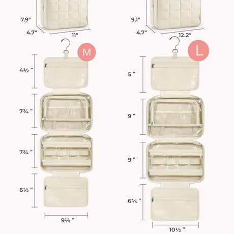 Toiletry Bag Hanging Travel Makeup Organizer Cosmetic Bag Makeup Bag for Full Sized Toiletries, Large beige
