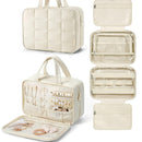 Toiletry Bag Hanging Travel Makeup Organizer Cosmetic Bag Makeup Bag for Full Sized Toiletries, Large beige