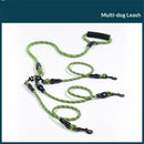 3 Dog Leash No Tangle, Heavy Duty Splitter Coupler, Reflective Strong Triple Multi Way Lead Split, Soft Padded Handle, for Walking Three Medium Large Dogs That Pull - Green