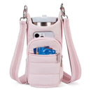 Water Bottle Holder Crossbody Bags for Women for Walking, Hiking, Cycling（pink）Tumbler with Handle, Cup Holder Pouch w/Adjustable Strap
