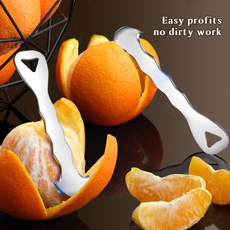 2pcs Stainless Steel Citrus Peeler Tool – Orange Peeler for Kitchen, Lemon Peeler, Grapefruit Peeler, Effortless Fruit Peeler with Sharp Blade, Ergonomic Grip,