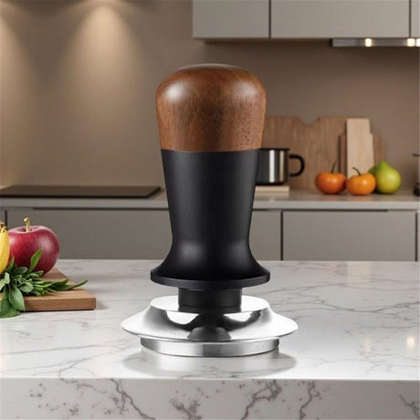 58mm espresso pot, stainless steel corrugated base coffee pot, spring-loaded espresso pot, and walnut wood lid
