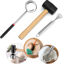 Coconut Opener Set for Young & Mature Coconuts by  |Coconut Tools for Meat Removal with Hammer & Stainless Steel Knife