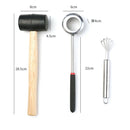 Coconut Opener Set for Young & Mature Coconuts by  |Coconut Tools for Meat Removal with Hammer & Stainless Steel Knife