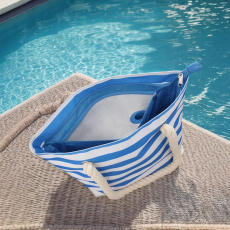 Beach Wine Tote with Insulated Bladder Bags, Leakproof Carrier for 1 Bottles, Perfect for Travel, Party, or Dinner (Blue+1 inner container)