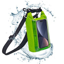 Waterproof Dry Bag, 2L - Roll Top Waterproof Pool Bag，Dry Bags for Kayaking Waterproof-/Phone Pouch,Large Waterproof Phone Pouch,（Green ）