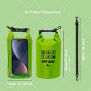 Waterproof Dry Bag, 2L - Roll Top Waterproof Pool Bag，Dry Bags for Kayaking Waterproof-/Phone Pouch,Large Waterproof Phone Pouch,（Green ）