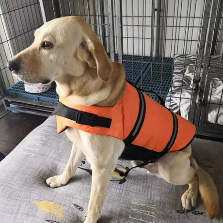 Dog Doggy Life Jacket Life Vest Saver Preserver Reflective Oxford cloth  Quick Release Adjustable Bandana(orange S)
