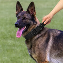 Dog Collar and Leash Set Heavy Duty Military Dog Collar with Handle and Metal Buckle for Medium and Large Dogs (Black, L)