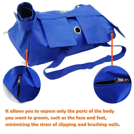 Pet Cat’s Restraint Bag for Claw Care Nail Trimming Anti-Scratching Grooming Bag for Cats Medical Examination(Blue-S)