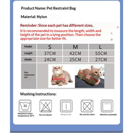 Pet Cat’s Restraint Bag for Claw Care Nail Trimming Anti-Scratching Grooming Bag for Cats Medical Examination(Blue-S)