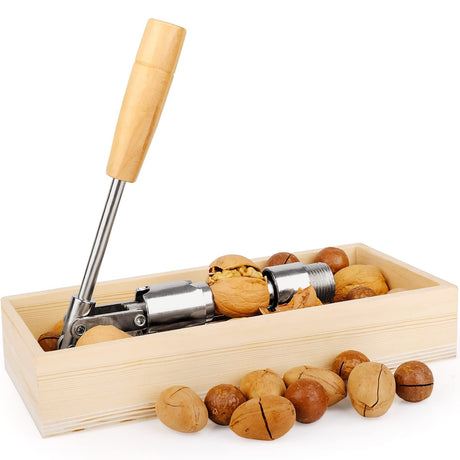 Nutcracker Heavy Duty Nut cracker Pecan Cracker Walnut Cracker Tool with Wood Box Bowl, Pecans, Hazelnuts