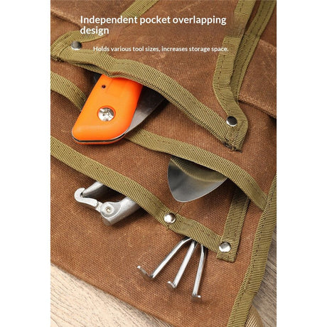 Garden Tool Belt, Brown, Multi-Pocket, Adjustable, Canvas, 28.5cm x 30cm, for Women Men Gardeners Florist