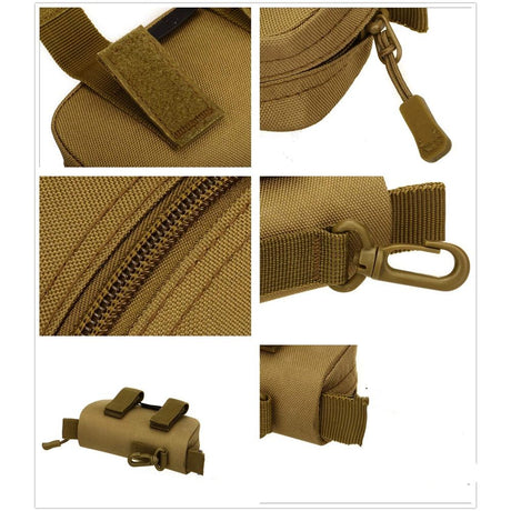 Eyeglasses Case Zipper Sunglasses Carrying Bag Nylon Men's Eyeglass Hard Box Cases with Clip,Spacious and Secure（khaki）