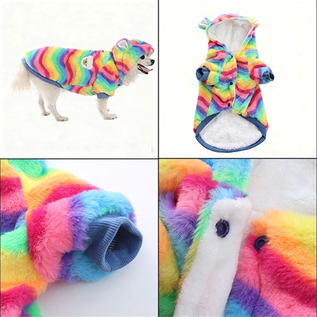 Dog Hoodie for Small to Large Dogs, Cats, Tie-dye Blue Pink Yellow Spiral Rainbow Spring Autumn Puppy Outfits Dog Cats Clothing - M