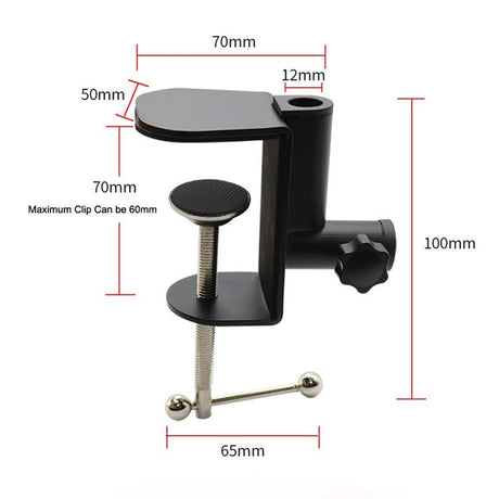 2 pack Universal Shape Table Mounting Clamp for Microphone Suspension Boom Scissor Arm Stand Holder with Adjustable Positioning Screw, Fits up to Desktop -Black