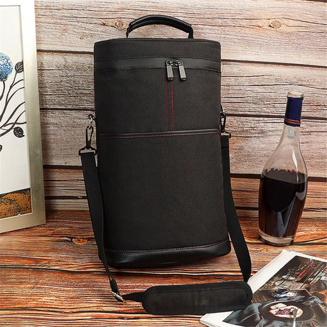 2 Bottle Leakproof Insulated Wine Tote Carrier Bag - Padded Cooler for Travel, Restaurants, Tasting, Parties, Great Gift for Wine Lovers (Only storage bag)
