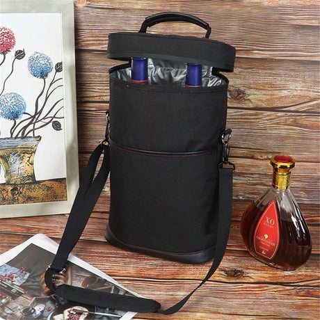 2 Bottle Leakproof Insulated Wine Tote Carrier Bag - Padded Cooler for Travel, Restaurants, Tasting, Parties, Great Gift for Wine Lovers (Only storage bag)