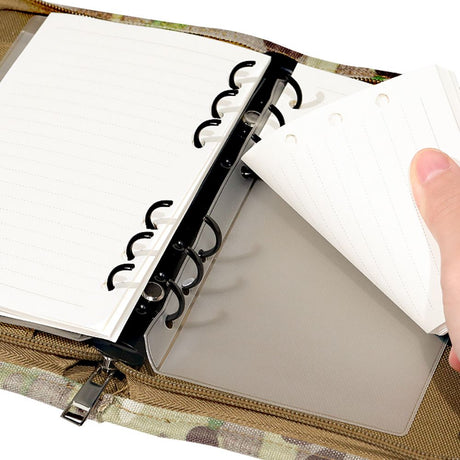 Padfolio Ring Binder of Loose-Leaf Paper, Weatherproof Notebook Cover, Notebook with Zippered for Folders, Cards Refillable Notepad(20.3*14*2.8cm, Only one laptop sleeves)
