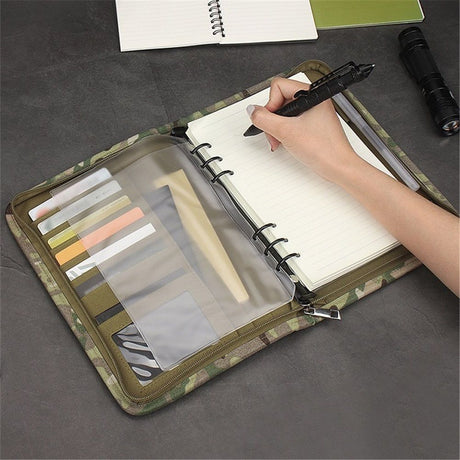 Padfolio Ring Binder of Loose-Leaf Paper, Weatherproof Notebook Cover, Notebook with Zippered for Folders, Cards Refillable Notepad(20.3*14*2.8cm, Only one laptop sleeves)
