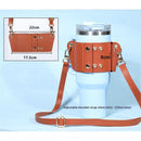 2 pack Water Bottle Holder with Strap 40oz, Simple Modern 40oz Tumbler, Vegan Leather Waterbottle Bag Holder, Shoulder Strap with Keyring, brown（Only cup sleeves）