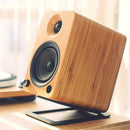 Tilted Desktop Speaker Stands for Medium Bookshelf Speakers & Mid-Studio Monitors |  Damping Foam Padding | Pair | Black