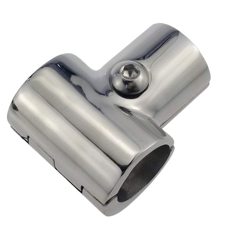 Heavy Duty Boat Hand Rail Fitting- Polished 90 Degree T/Tee Hinged/Split Fitting 1