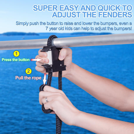Boat Fender Hanger, Boat Rail and Cleat Fender Clips, Quick Connect and Release Fender Lines, Boat Bumper Adjuster 4pcs