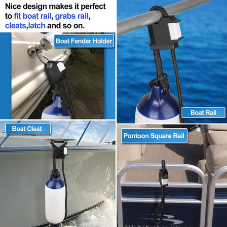 Boat Fender Hanger, Boat Rail and Cleat Fender Clips, Quick Connect and Release Fender Lines, Boat Bumper Adjuster 4pcs