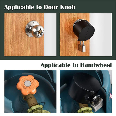 Metal Gate Valve Locking Device with Lock - Gas Valve Locks, Water Spigot Lock,Dia Valve Handles, Prevent Water Theft, Unauthorized Water Use (Black)