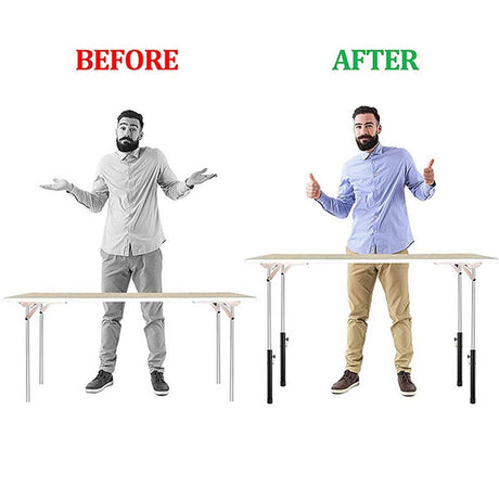 Table Leg Extenders for Folding Tables, Folding Table Legs Extensions for Straight and Bent Legs, Heavy Duty Steel 3 Levels Adjustable Folding Table Leg Risers, Raise Table Height
