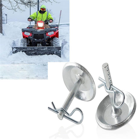 (2-Pack) Replacement Snow Plow Skid Shoes - Replaces Part ATV UTV Hardened Steel Snow Plow Non-Slip Base - with Quick-Release Cotter Pins