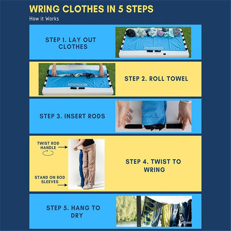 Ultra-Light Clothes Wringer – Upgraded Version with Wider Towel – Manual Hand Crank Laundry Dryer for Travel, Camping & Off-Grid Use – Compact & Eco-Friendly