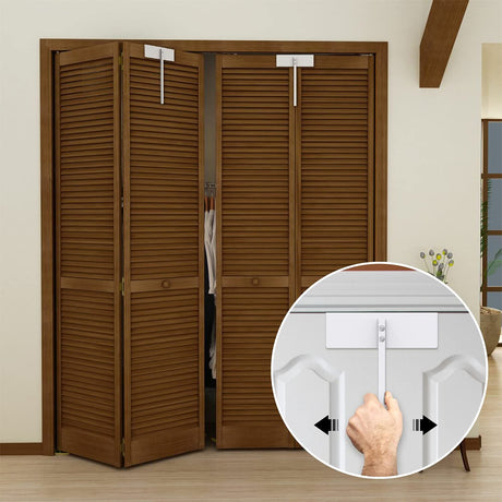 Metal Bifold Door Lock - Double Door Locks Keep Cats&Dogs Out of Closets, Cabinets, Pantry - No Need Install (2PC)